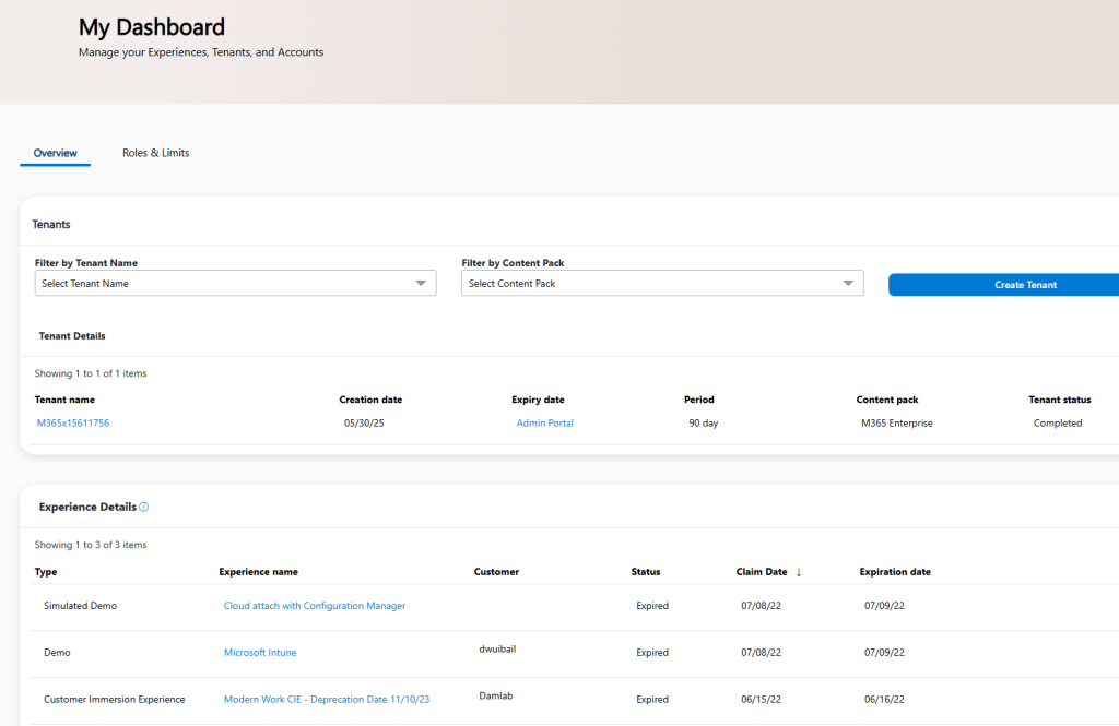 CDX portal — create a 90-day Microsoft 365 demo tenant