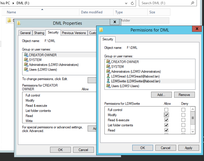 Setting NTFS permissions