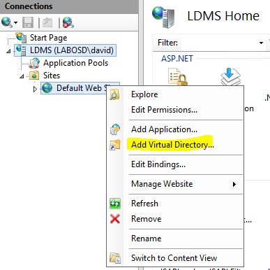 Creating a virtual directory in IIS