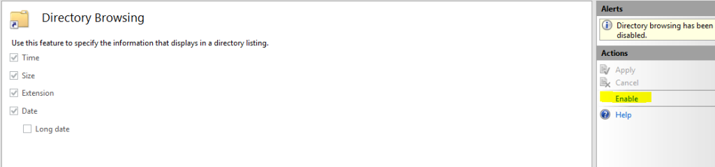 Enabling directory browsing