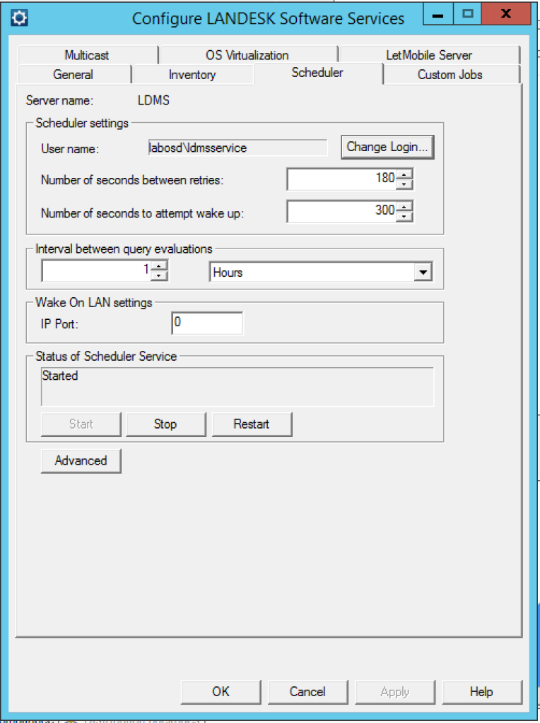 Configuring the scheduler