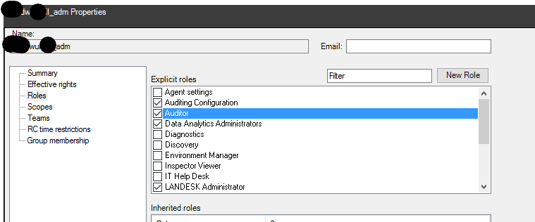 EPM audit configuration screenshot