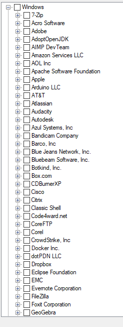 Patch management interface showing standard publishers