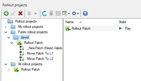 Rollout projects creation interface