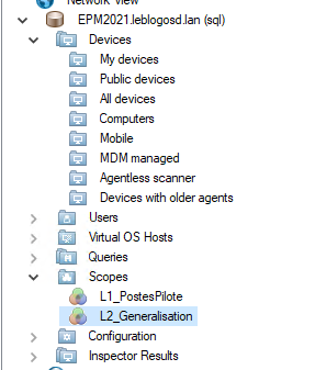 Scopes creation interface for patch management