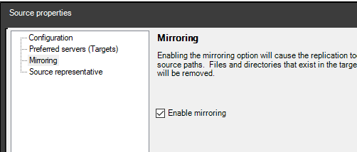 Enabling the Mirroring option