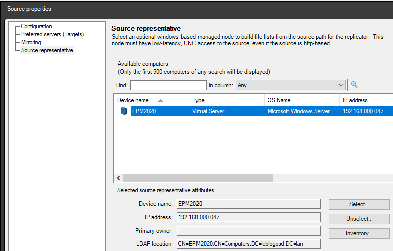 Selecting the server responsible for listing files