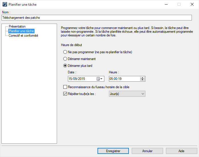 Daily schedule settings