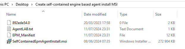 Files included in the self-contained MSI package