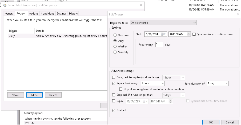 Task scheduler configuration