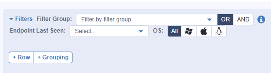 Adding a Filter Row in Tanium