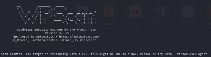 WPScan error with WAF