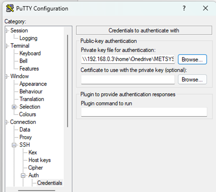 PuTTY auth with private key