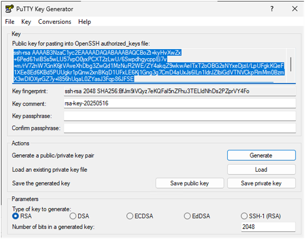 Save private key in PuTTYgen