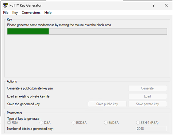 PuTTYgen generating entropy