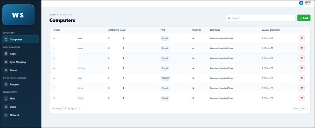 Provisioning Web Service interface