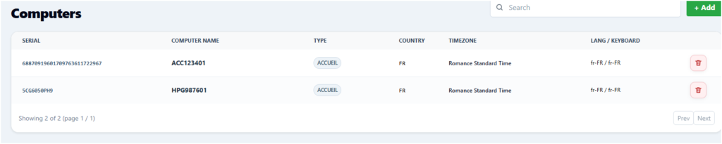 Serial number, computer name and type mapping