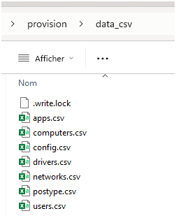 CSV files used by the Web Service