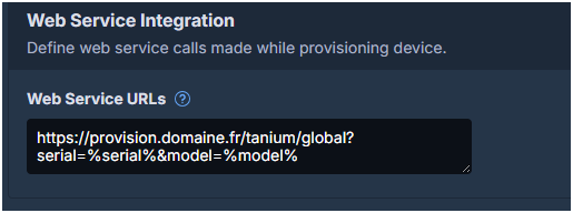 Web Service URL in Tanium Provision